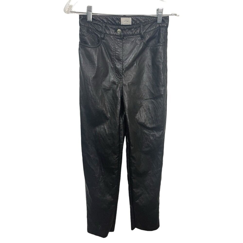 WILFRED ARITZIA Women's Size 2 Black Vegan Leather Melina Pants READ FLAWED